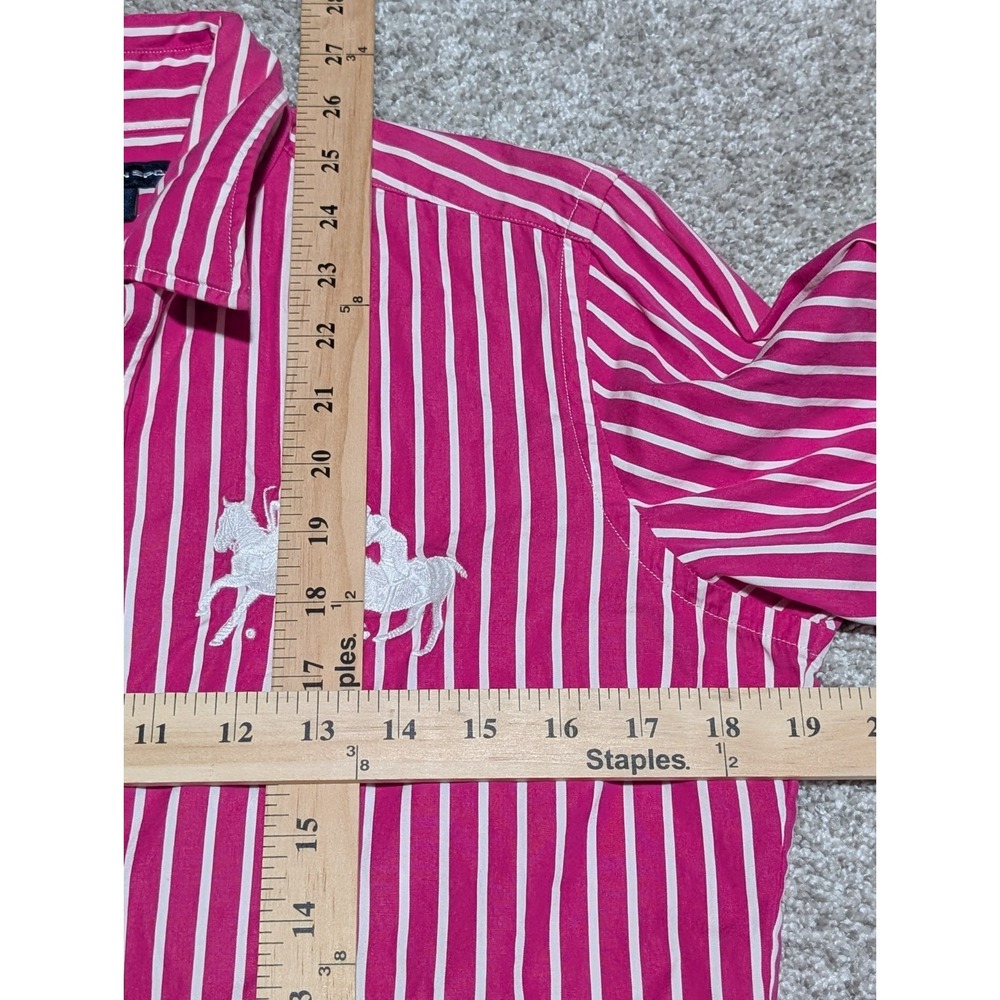 Ralph Lauren Polo Sport 10 Button Up Front Striped Shirt Pink Large Logo - Picture 7 of 7